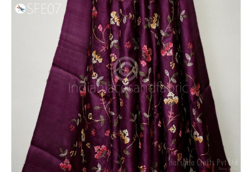 Wedding Saree Material Pure Tussar Silk by the yard Embroidered Fabric Indian Embroidery Raw Silk Wild Natural Fabric Peace Silk Tussah